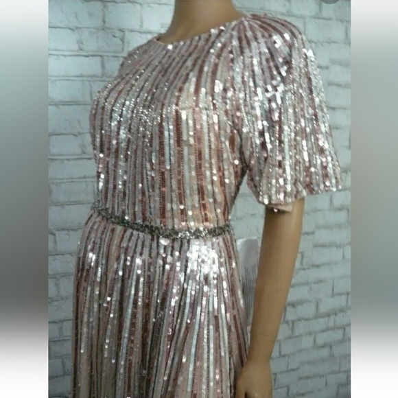 NWT MAC DUGGAL 4913M ROSE PINK FLUTTER SLEEVE GOWN - Picture 7 of 13